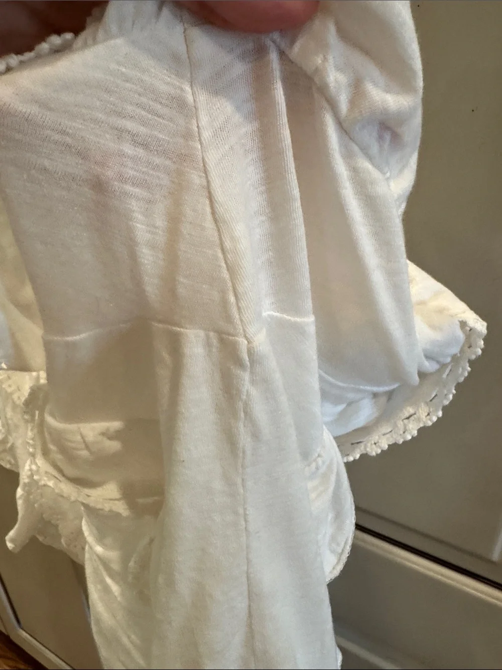 Free People White Ruffle & Pintuck Lace Blouse